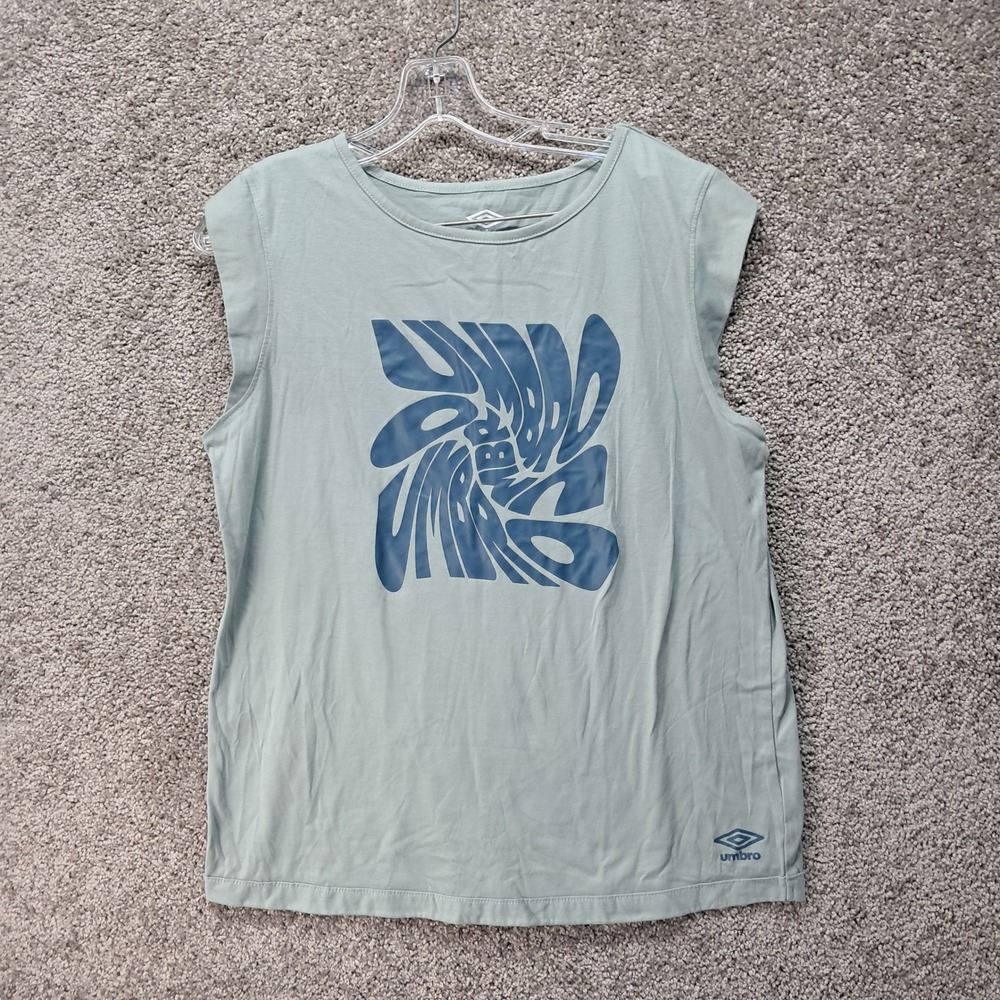 Umbro Womens Graphic Muscle Tank Top‎ Sage Green Sleeveless Athletic Shirt Large